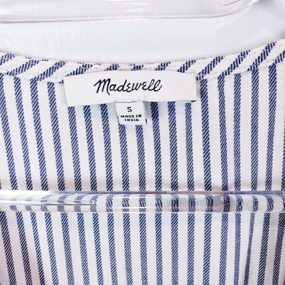 Madewell Novel Tie Front Top Striped Blue Moon - Picture 9 of 10